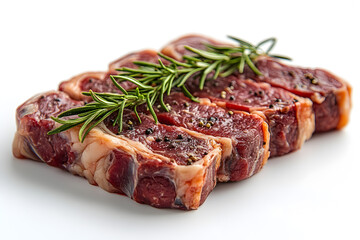 Raw Lamb Steaks Seasoned with Herbs Ready for Cooking