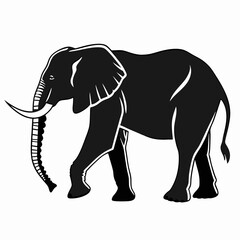 Obraz premium Black And White Elephant Vector Illustration Animal Silhouette Isolated On White Background