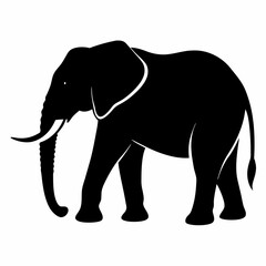 Obraz premium Elephant Silhouette Vector Illustration African Wildlife Symbol Black And White Design Graphic