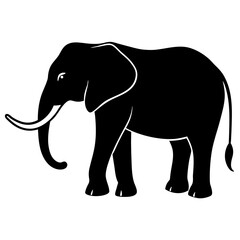 Obraz premium Black Elephant Silhouette Vector Illustration Wildlife Animal Graphic Design Image