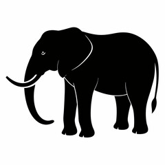 Obraz premium Black Elephant Silhouette Isolated On White Background Vector Illustration Animal Wildlife