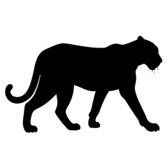 Obraz premium Black Panther Walking Silhouette Vector Illustration Isolated On White Background