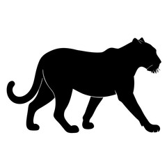 Obraz premium Sleek Black Panther Silhouette Walking Confidently Against A Plain White Background