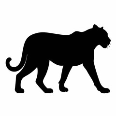 Obraz premium Black Panther Silhouette Walking On White Background Wildlife Illustration