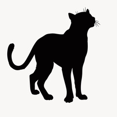 Obraz premium Elegant Black Cat Silhouette Vector Graphic On White Background Illustration
