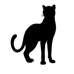 Obraz premium Elegant Cat Silhouette Standing On White Background Minimalist Vector Illustration