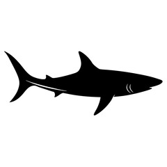 Obraz premium Shark Silhouette Vector Illustration Black And White Graphic Design Element