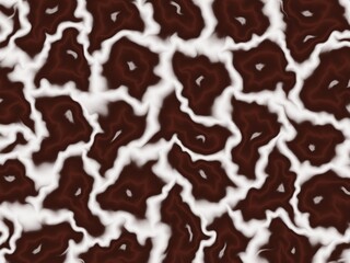 An abstract image with a seamless pattern of swirling, organic shapes in dark brown and off-white, resembling marble or a liquid texture.
