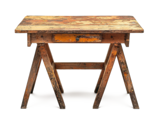 A unique working table and chair isolate on pure white background perfect for dicut