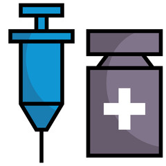 Fototapeta premium Medical Syringe and Medicine Bottle Icons