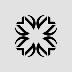 Geometric Symmetry: A symmetrical design with four mirrored elements converging at the center, creating a visually harmonious and balanced pattern.