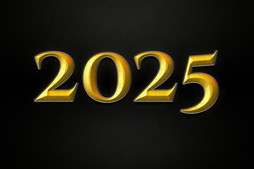 Golden 3D "2025" on Dark Background