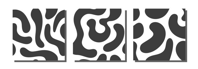 Organic irregular blob shapes seamless patterns. Abstract hand drawn backgrounds set.