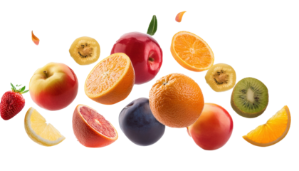 Minimalist Floating Fruit Elements on White