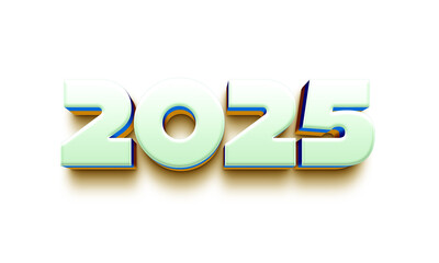 2025 Bold 3D Text on White Background