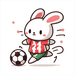 cute bunny soccer cartoon mascot vector