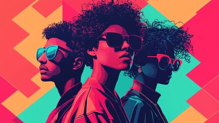 Vibrant Multicultural Portraits with Bold Colors and Artistic Flair