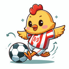 cute chick soccer design cartoon mascot vector