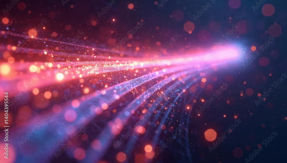 Poster abstract data transmission tech background. fiber optic cable section transmit information. digital 