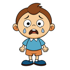 Obraz premium A cartoon kid is crying