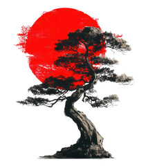 Bonsai tree art japan digital illustration minimal style studio japanese aesthetic design