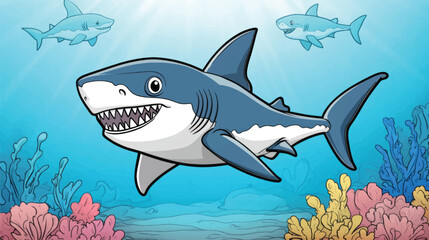 Fototapeta premium Shark Squad in Action.