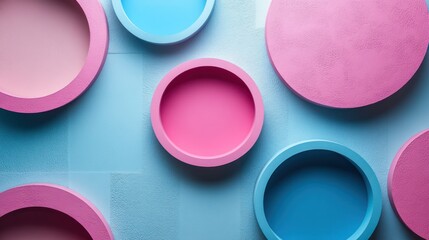 Abstract Pastel Circles: A Playful Composition of Pink and Blue