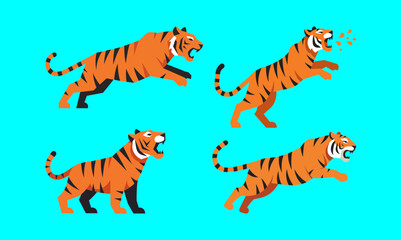 Roaring Tiger Vector Graphics on Blue