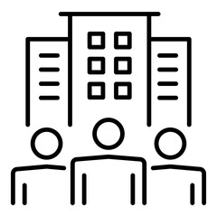 Teamwork and business organization icon, symbolizing corporate team, office, and collaboration. Ideal for business structure, HR, and company culture visuals.