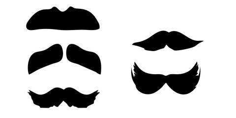 Moustache Silhouette, Set of mustache icon vector