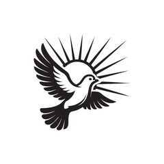 vector illustration of a bird flying to sun