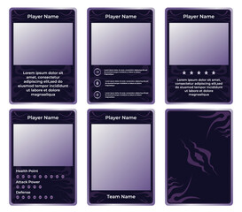 game card border template with smoke shadow theme and purple color gradation. for trading cards, cards in games.