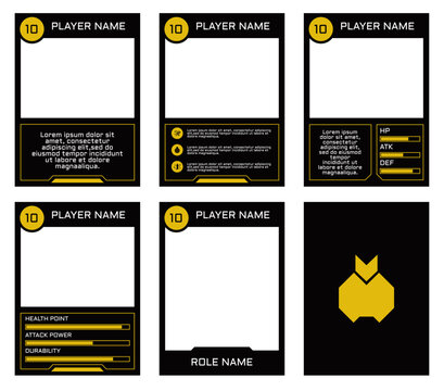 game card border template with geometric theme and yellow and black colors. for trading cards, cards in games.