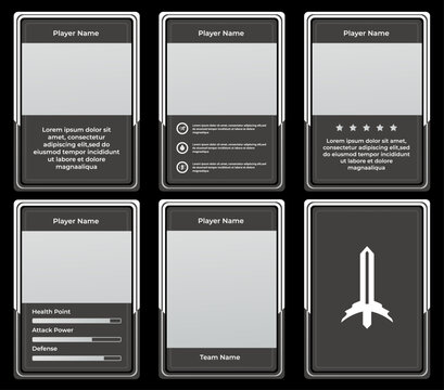 game card border template with classic special forces theme and gray and white colors. for trading cards, cards in games.