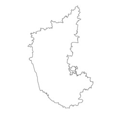 Karnataka State Outline Map on White Background – Vector Illustration