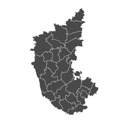 Karnataka State Map with all district White Background