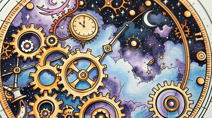 Fototapeta premium Surreal Clockwork Dreamscape