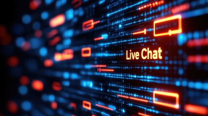 Abstract Live Chat Digital Interface Technology Background Digital Communication Network Concept