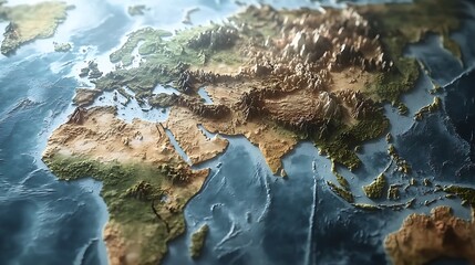 Detailed Earth Map of Eurasia and Africa