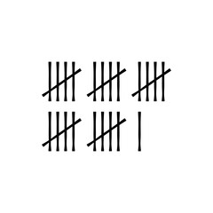 Wall tally marks. Prison day counting jail hash symbols