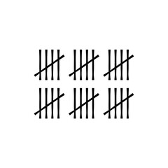 Wall tally marks. Prison day counting jail hash symbols