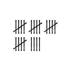 Wall tally marks. Prison day counting jail hash symbols