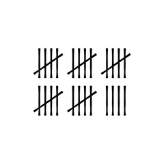 Wall tally marks. Prison day counting jail hash symbols