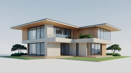 Architectural Modern Home with Flat Roof and Natural Finishes,