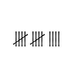 Wall tally marks. Prison day counting jail hash symbols