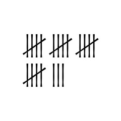 Wall tally marks. Prison day counting jail hash symbols