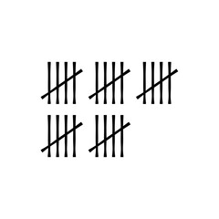 Wall tally marks. Prison day counting jail hash symbols
