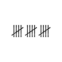 Wall tally marks. Prison day counting jail hash symbols