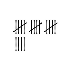Wall tally marks. Prison day counting jail hash symbols