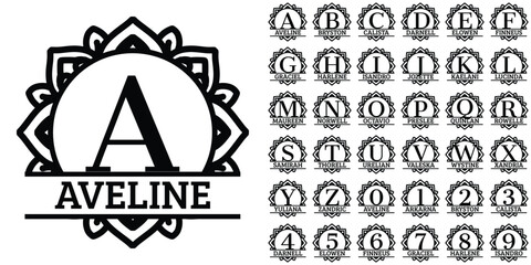 Decorative Mandala Alphabet Vector Set. Intricate hand-drawn letters filled with detailed mandala patterns. Perfect for spiritual designs, boho themes, yoga studios, meditation branding, coloring page